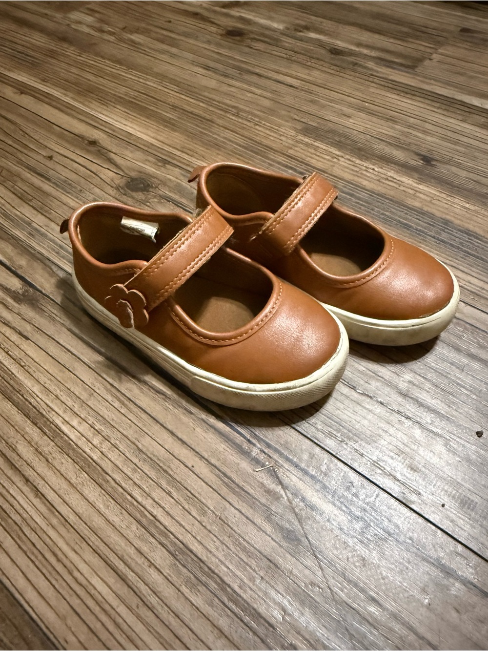 OshKosh B'gosh Girls' Mary Jane Sneakers in Brown with White Sole